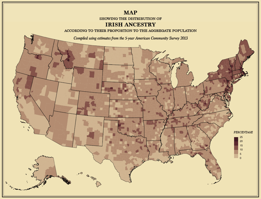 Map America Ancestry Irish