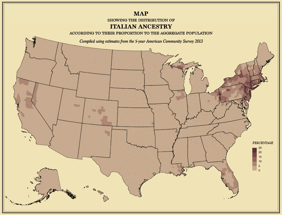 Map America Ancestry Italian