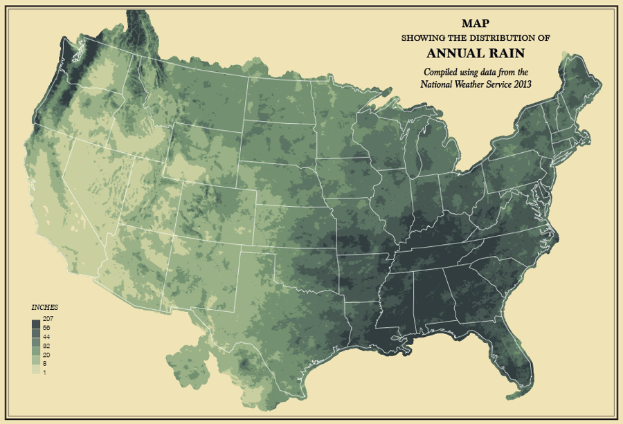 Map America Annual Rain