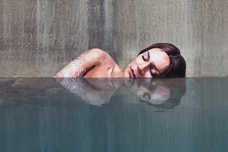 mysterious waterfront women sleepy swimming