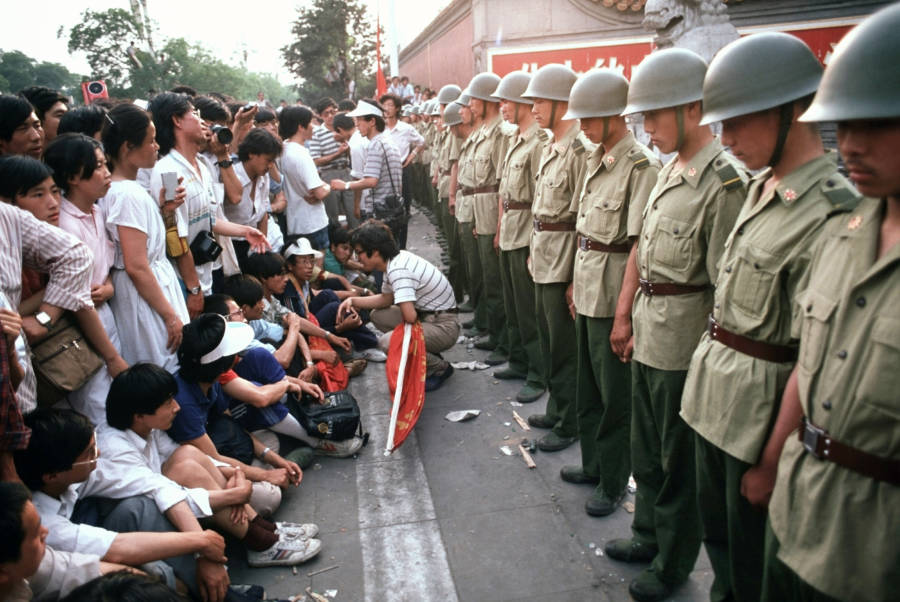 Protesters Facing Soldiers