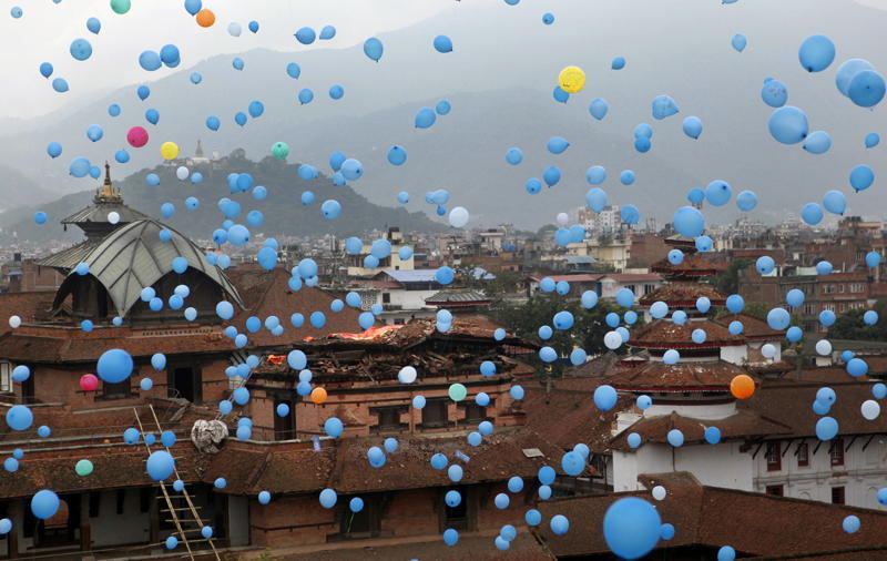 Nepal Earthquake Blue Balloons