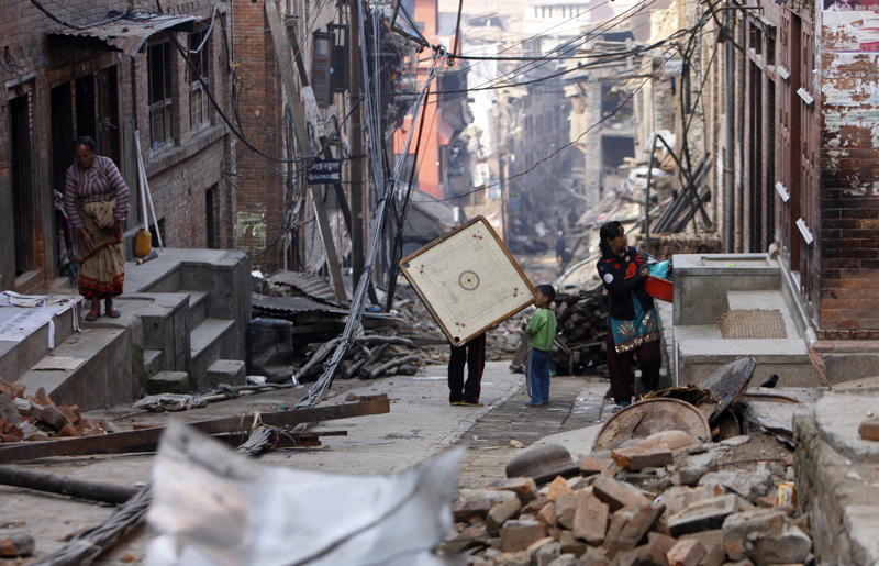 Nepal Earthquake Rubble Children