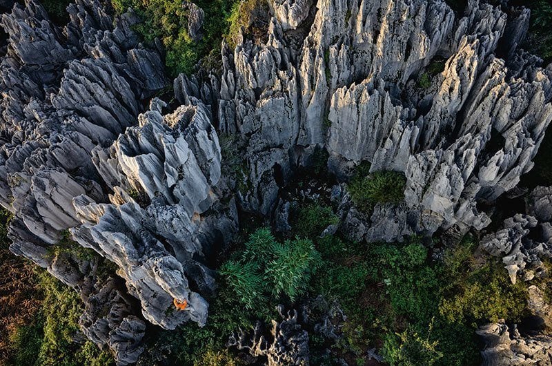 Chinese Stone Forest Aerial Photo