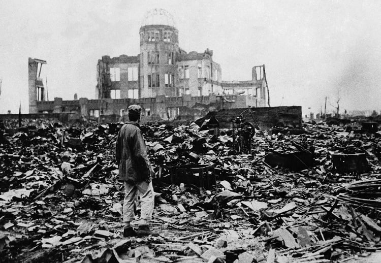 Hiroshima Man Rubble Destruction