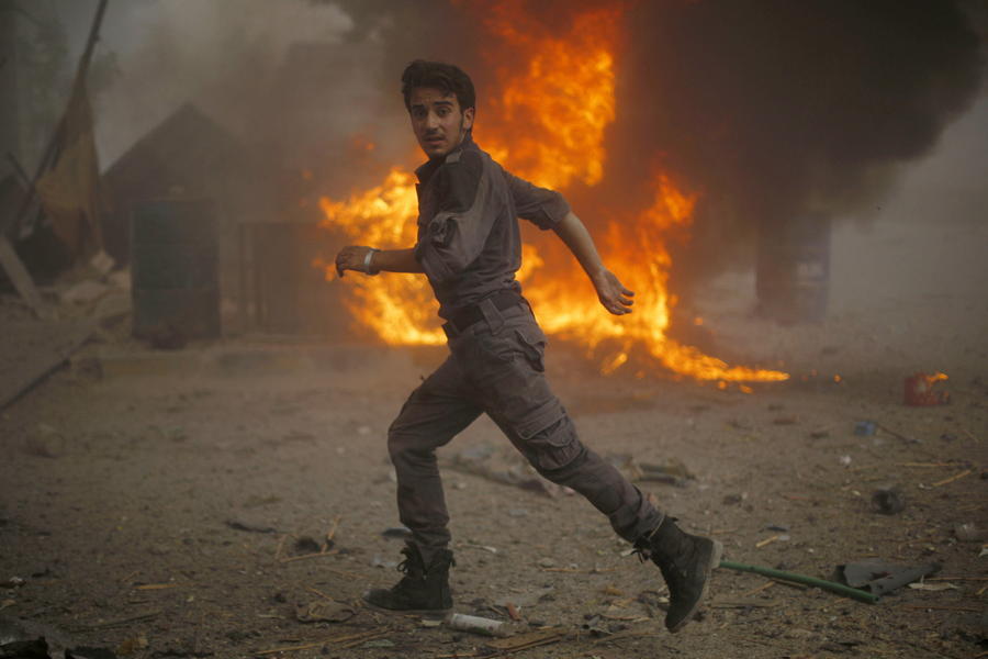 Man Running Fire