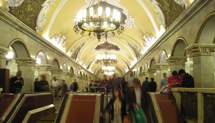 Moscow Metro Komsomolskaya Escalator