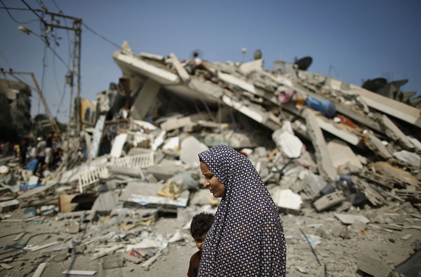 Occupied Palestine Woman Rubble