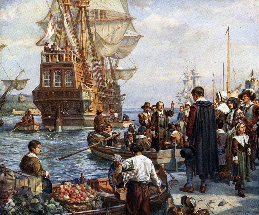Pilgrims Boarding Mayflower