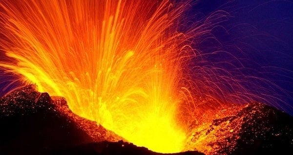 Volcano Sparks Lava Night