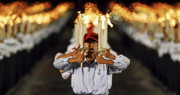 North Korea Parade Candles Og