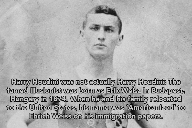 Harry Houdini Facts About His Name