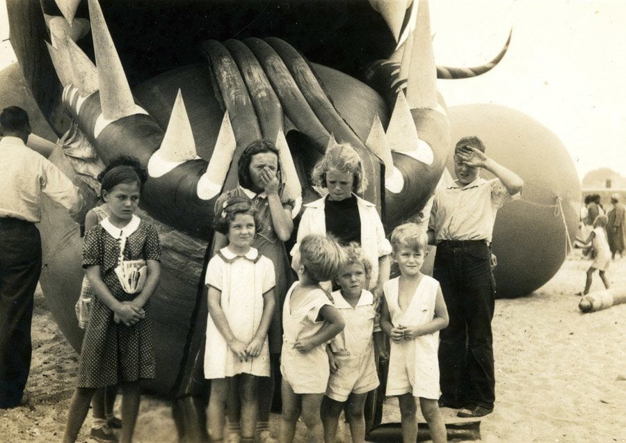 Kids Posing By Nantucket Sea Serpent