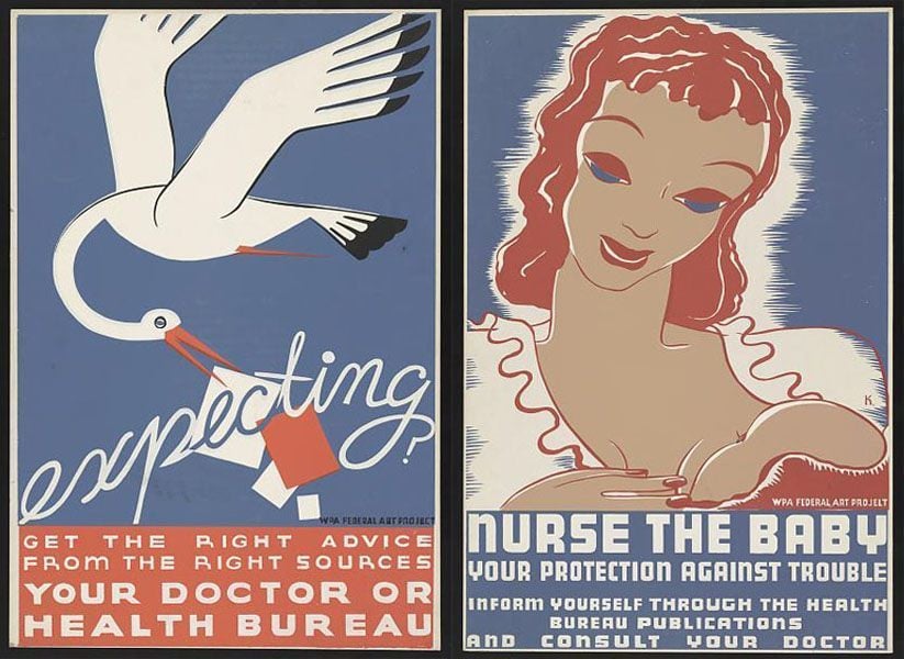 Vintage Health Posters Expecting Breastfeeding