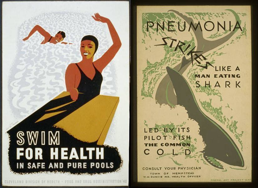 Vintage Health Posters Swim Shark