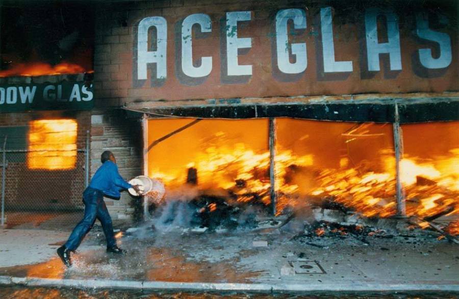 Burning Storefront During LA Riots