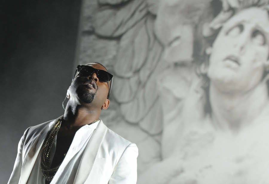 US Rapper Kanye West Performs During The