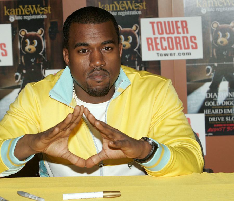 Kanye West Greets Fans At Tower Records