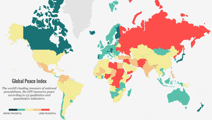 Global Peace Index 2016 Map
