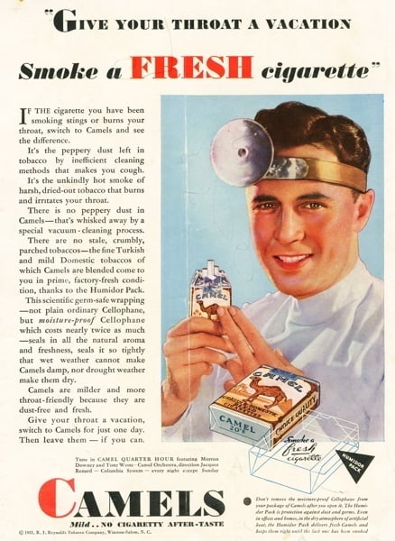 Vintage celebrity cigarette ads