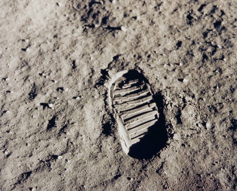 Buzz Aldrin Boot Print On The Moon