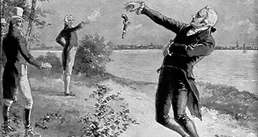 The Death Of Alexander Hamilton And The Fateful Duel That Ended His Life   Drawing Of Hamilton Being Shot Featued 