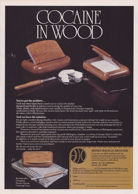 Cocaine Ads 1970s Wood