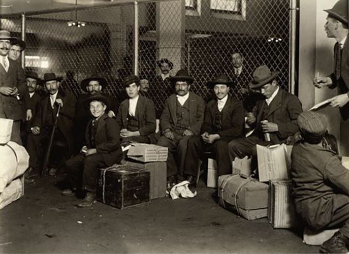 Group Of Italians In The Railroad Waiting Room