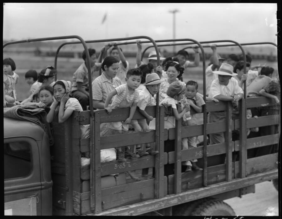 Japanese Americans Arriving By Truck