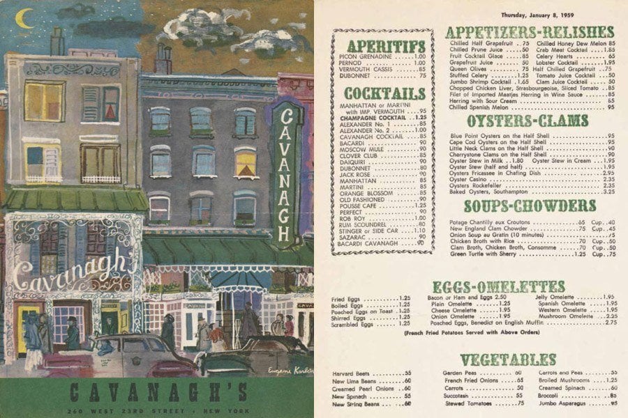 Menu Cavanaghs