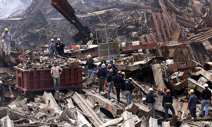 Pesquisando os escombros do 11 de setembro