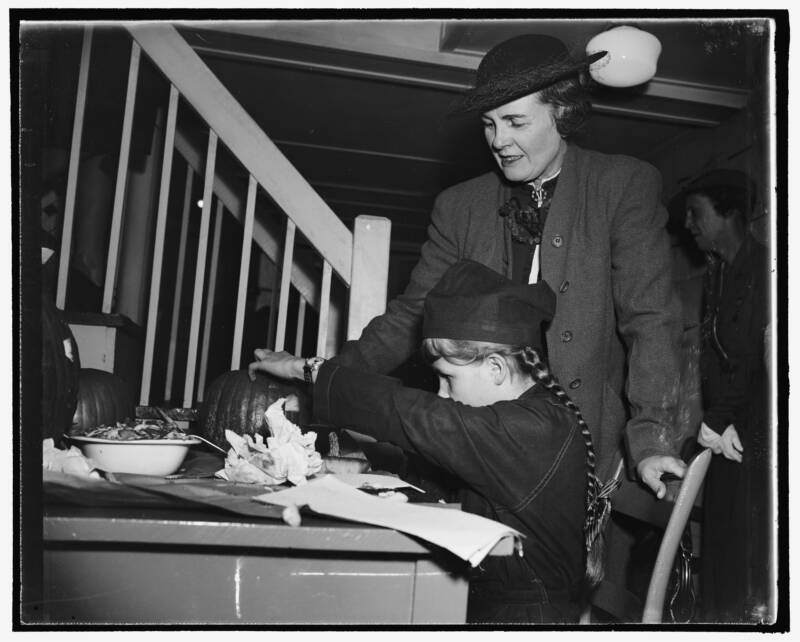 Carving A Pumpkin In 1938