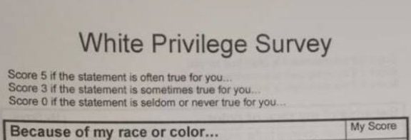 White Privilege Survey Top