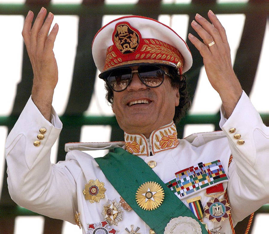 Gaddafi Hands Raised