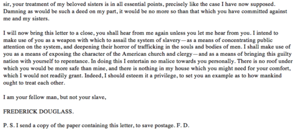 Douglass Letter Fourth Page