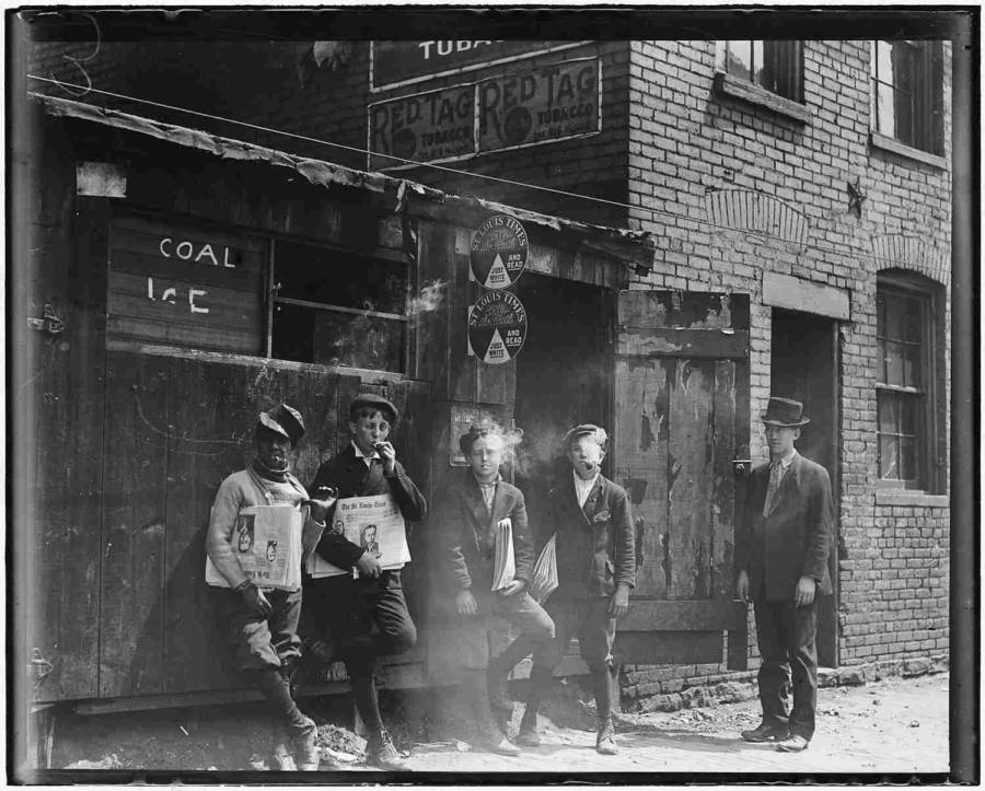 Group Of Kids Smoking Cigarettes