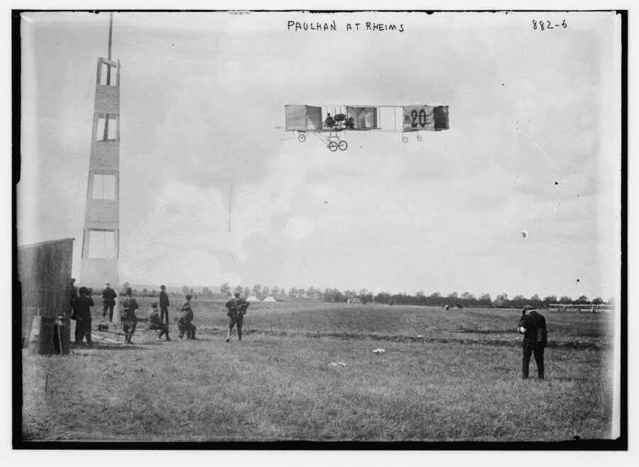 Paulhan In His Flying Machine At Rheims