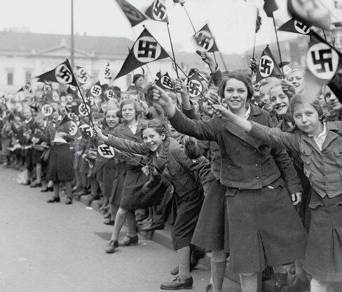 Germans Waving Nazi Flags