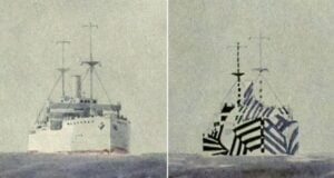 Ship With And Without Dazzle Camouflage Featured