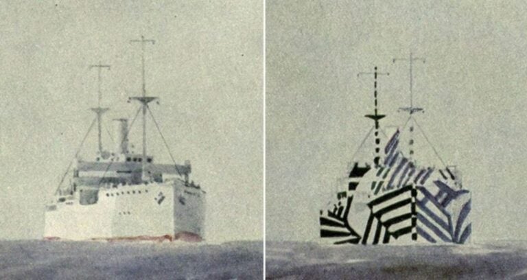 Ship With And Without Dazzle Camouflage Featured