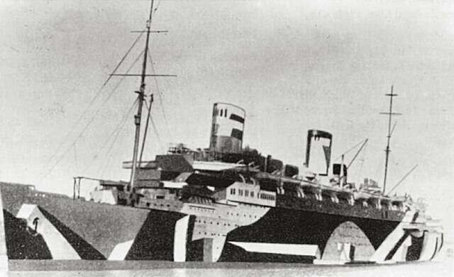 SS Bremen With Dazzle Camouflage