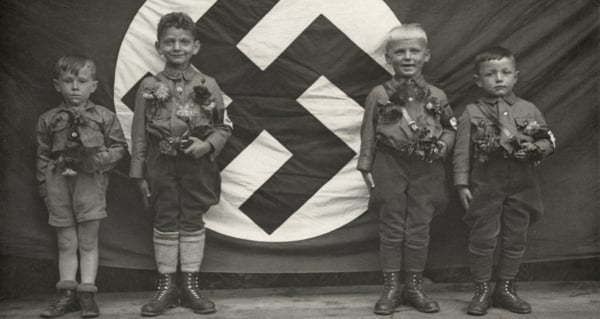 Standing Before Flag Swastika 