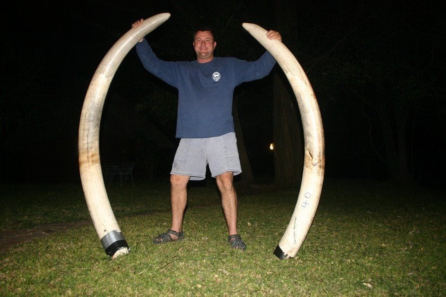 Theunis Botha With Hunting Tusks