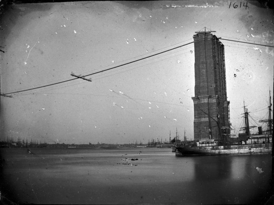 Brooklyn Bridge Being Built