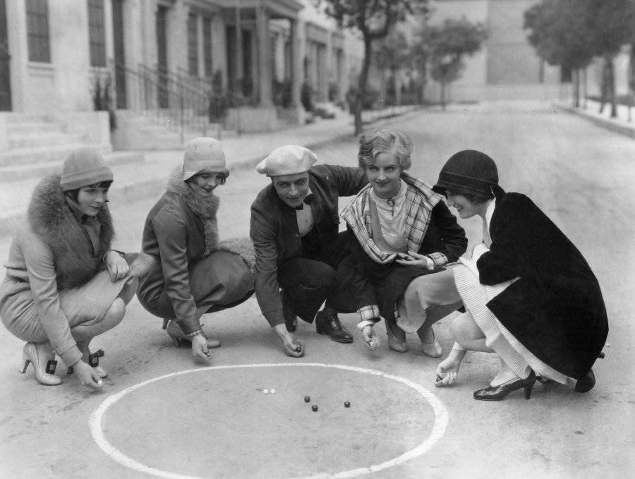 Playing Marbles In Flapper Fashion