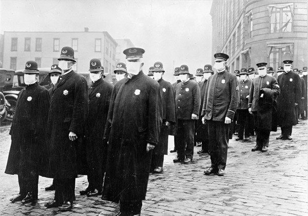 Spanish Flu Disaster Police In Masks