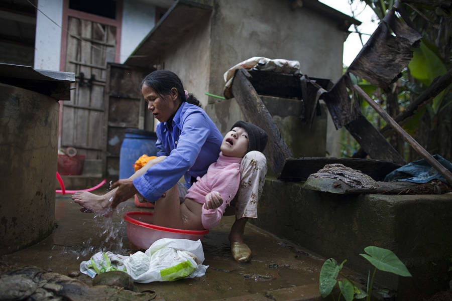 Bathing Handicapped Daughter