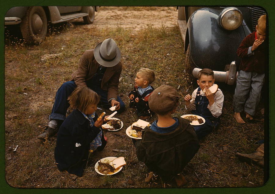 Family Eating Barbeque