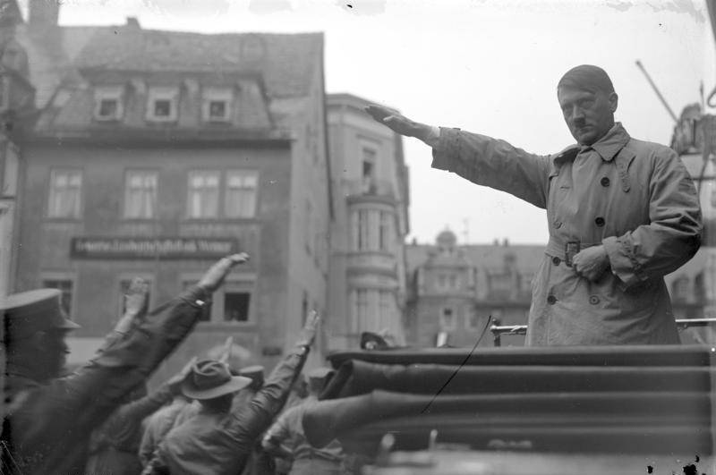 Hitler Salutes His Supporters