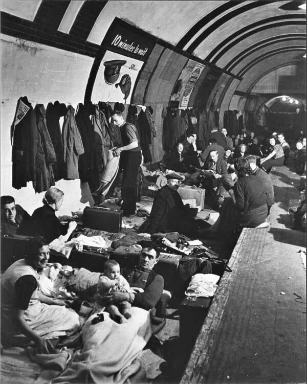 People In Air Raid Shelter